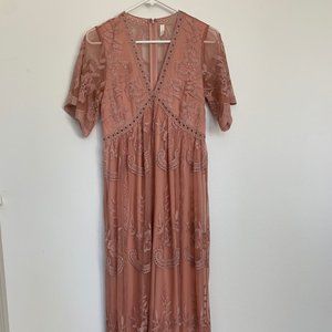 PinkBlush Maternity Light Pink Lace Overlay Dress